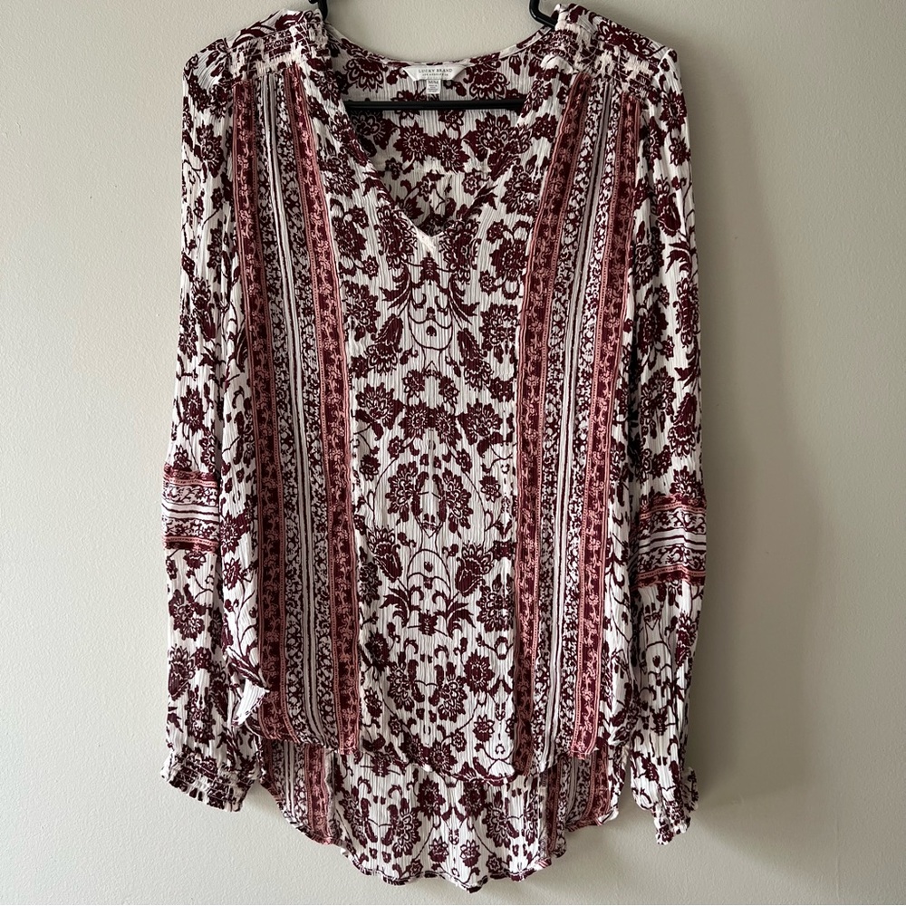 Lucky Brand Boho Crepe Peasant Blouse